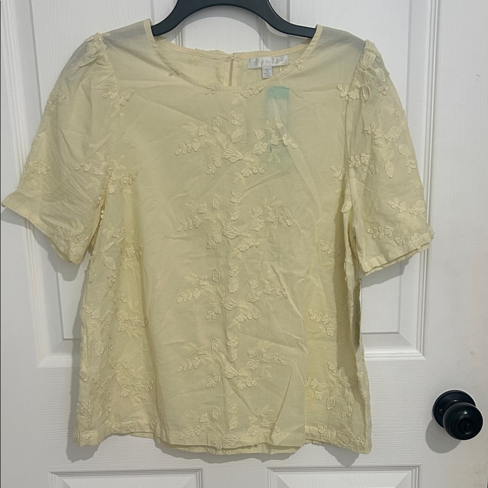 Design History Light Yellow Floral Blouse